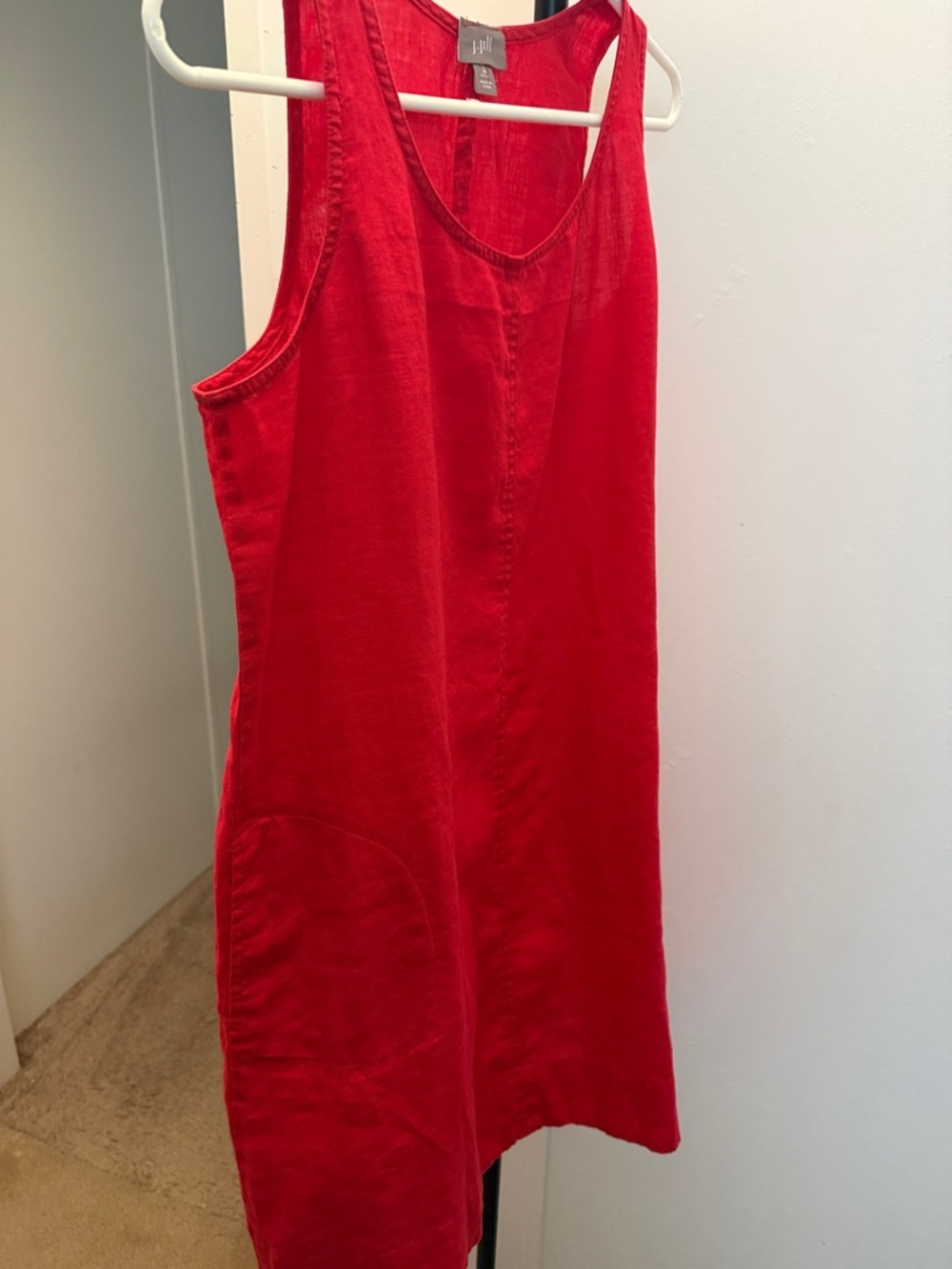 J. Jill Linen Red Sleeveless Shift Dress